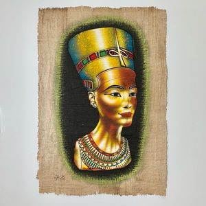 Authentic Papyrus Hand Painted Nefertiti 17" x 22"